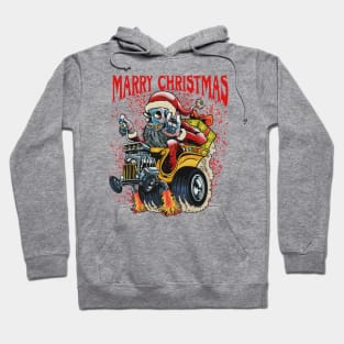 Xmas santa skull hotrod car fink Hoodie